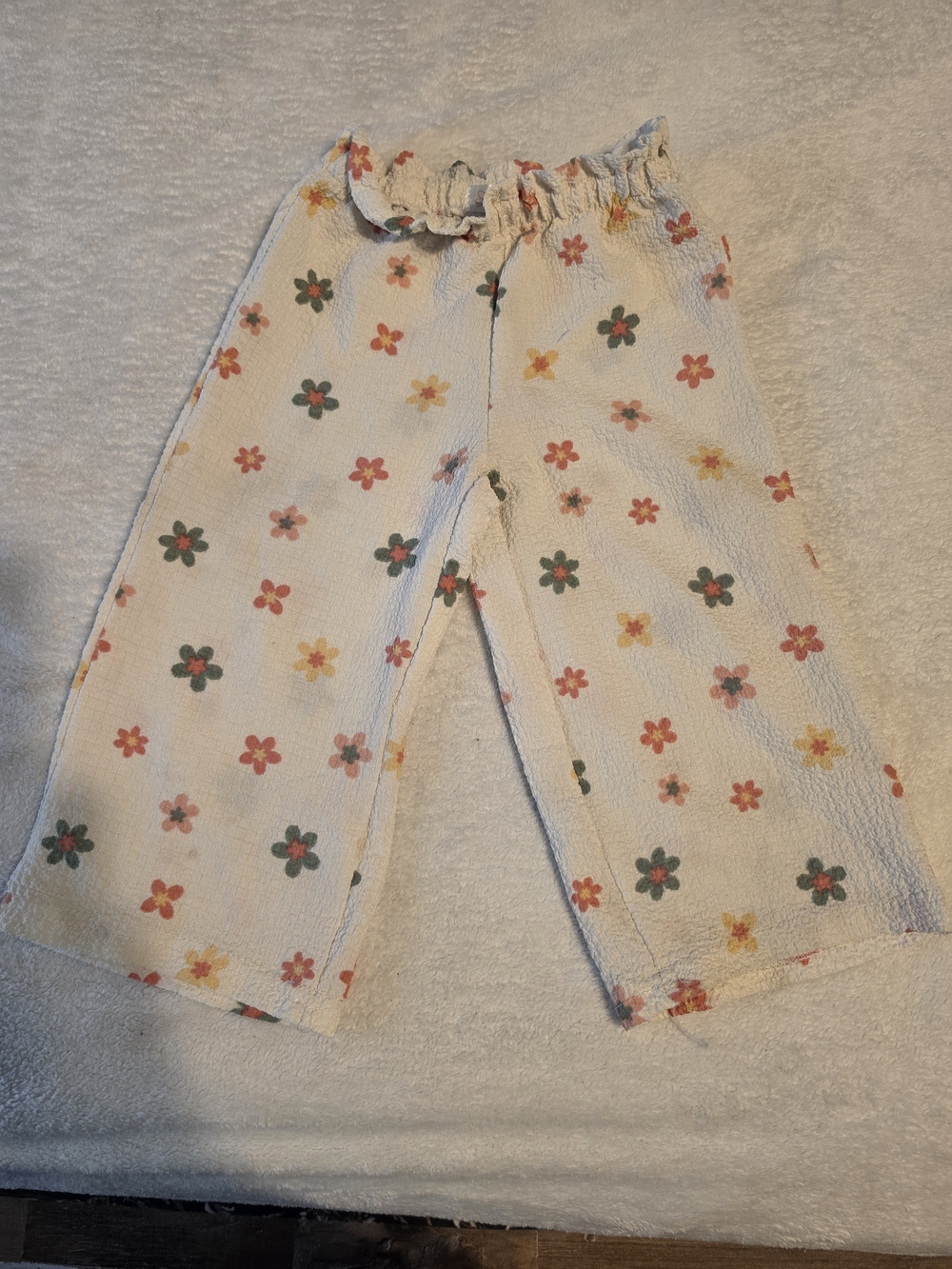 Nannette Cream Floral Elastic-Waist Pants 12m